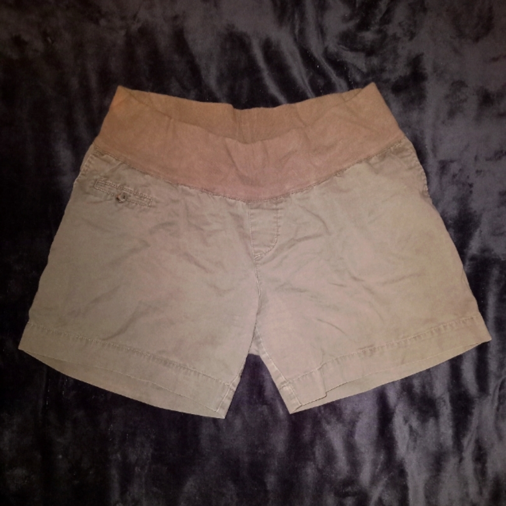 Green Khaki Maternity Shorts